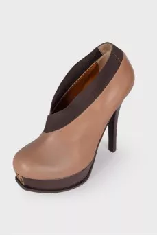 Two tone high heel ankle boots