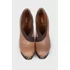 Two tone high heel ankle boots