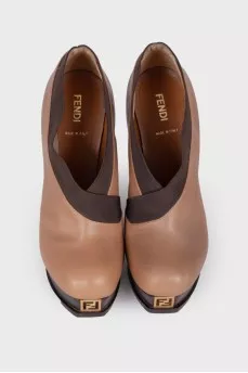 Two tone high heel ankle boots