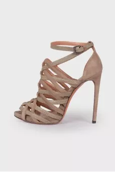 Tan sandals with rhinestones