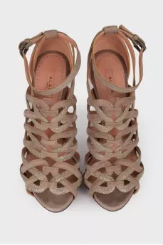 Tan sandals with rhinestones