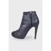 Blue leather ankle boots