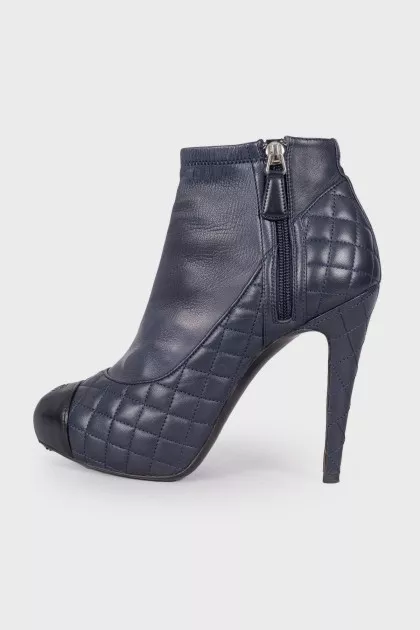 Blue leather ankle boots