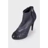 Blue leather ankle boots