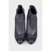 Blue leather ankle boots