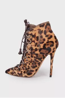 Printed pony leather ankle boots