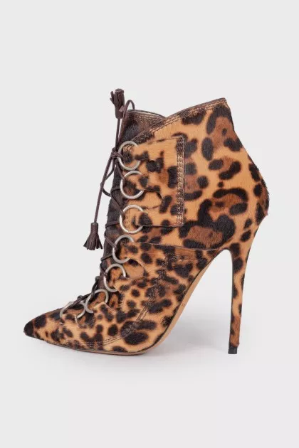 Printed pony leather ankle boots