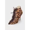 Printed pony leather ankle boots
