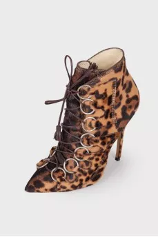 Printed pony leather ankle boots