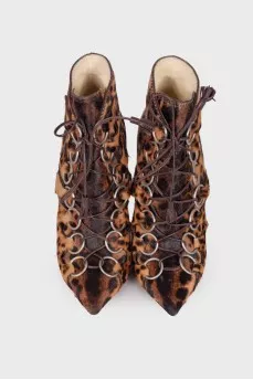 Printed pony leather ankle boots