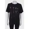 Black T-shirt with silver print