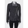 Tweed jacket with diagonal zipper