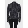 Tweed jacket with diagonal zipper
