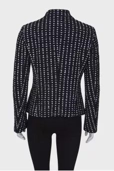 Tweed jacket with diagonal zipper