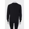 Black sweatshirt with embroidery and rhinestones