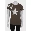 Printed taupe T-shirt