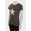 Printed taupe T-shirt