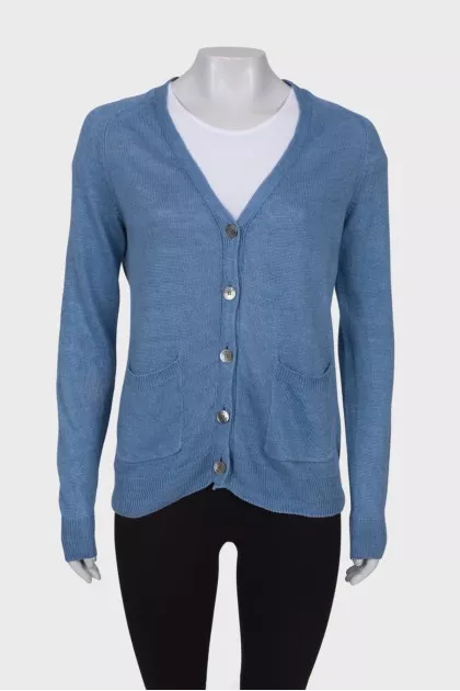 Blue linen cardigan