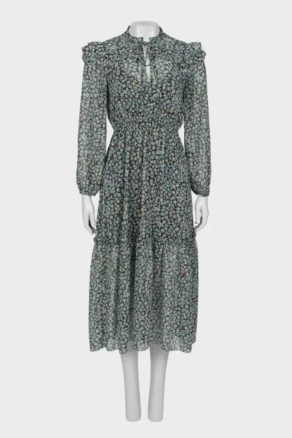Dress in print with ruffles