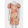 Printed dress with lantern sleeve