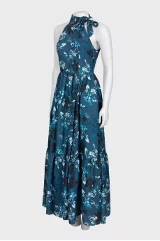 Blue floral maxi dress