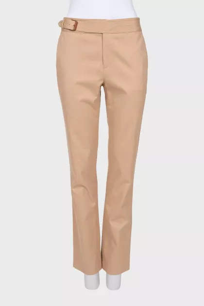 Beige Straight Pants