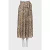 Tie print pleated skirt