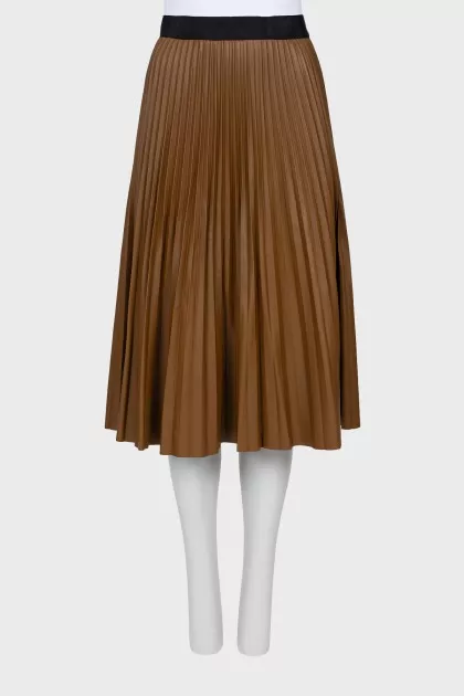 Eco-leather pleated skirt