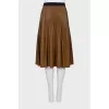 Eco-leather pleated skirt