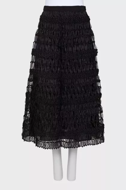 Patterned knitted midi skirt