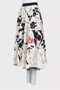 Printed skirt with sequins and beads