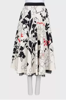 Printed skirt with sequins and beads