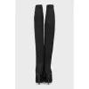 Embossed textile over the knee boots