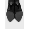 Embossed textile over the knee boots