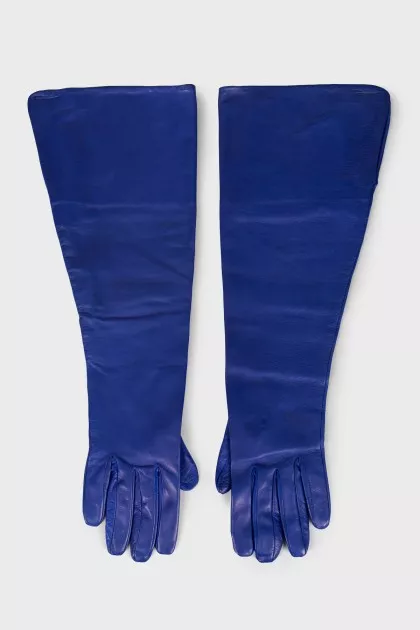 Blue leather gloves
