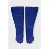 Blue leather gloves