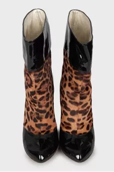 Patent pony leather ankle boots