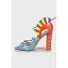Leather sandals with appliqué