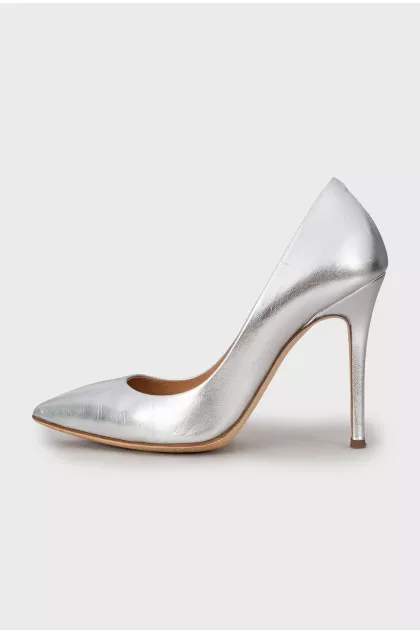 Silver leather shoes