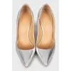 Silver leather shoes