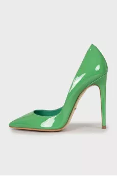 Green patent leather shoes