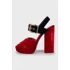 Textile block heel sandals