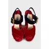 Textile block heel sandals