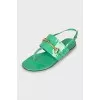 Lacquered low-soled sandals