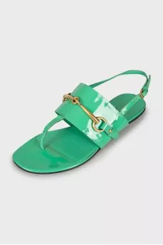 Lacquered low-soled sandals