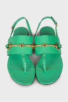 Lacquered low-soled sandals