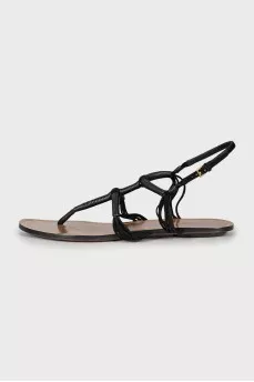 Black leather sandals
