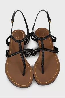 Black leather sandals