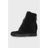 Suede wedge heel boots 