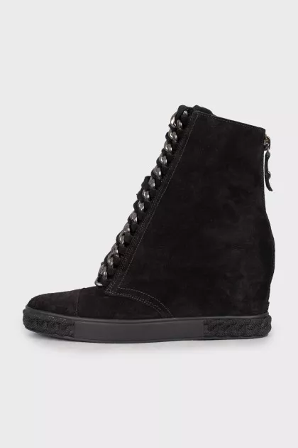 Suede wedge heel boots 